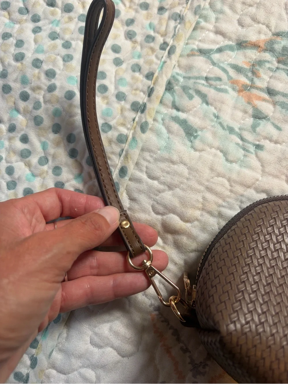 Brown domed faux leather Wristlet Brown Women's Pouch